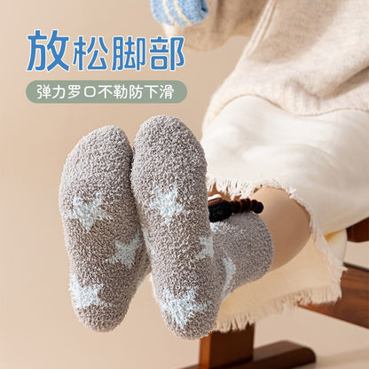 加绒加厚中筒袜居家地板袜保暖睡眠袜卡通秋冬季动物