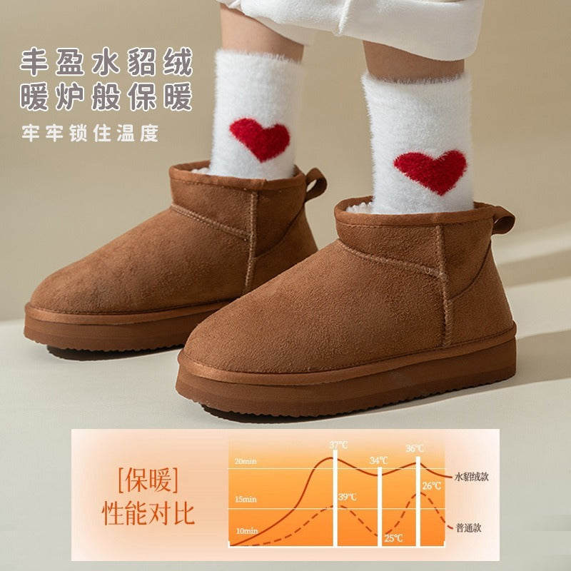 水貂绒袜子女秋冬季加绒加厚中筒袜抗寒保暖月子袜居家睡眠地板袜