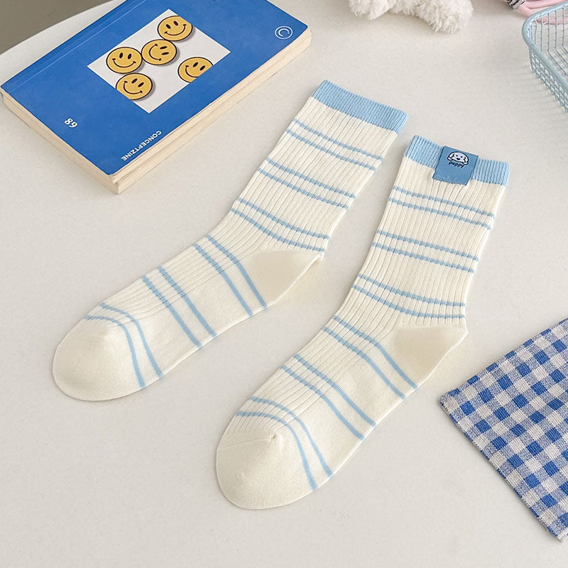 Rufia - Cartoon Ribbed Crew Socks