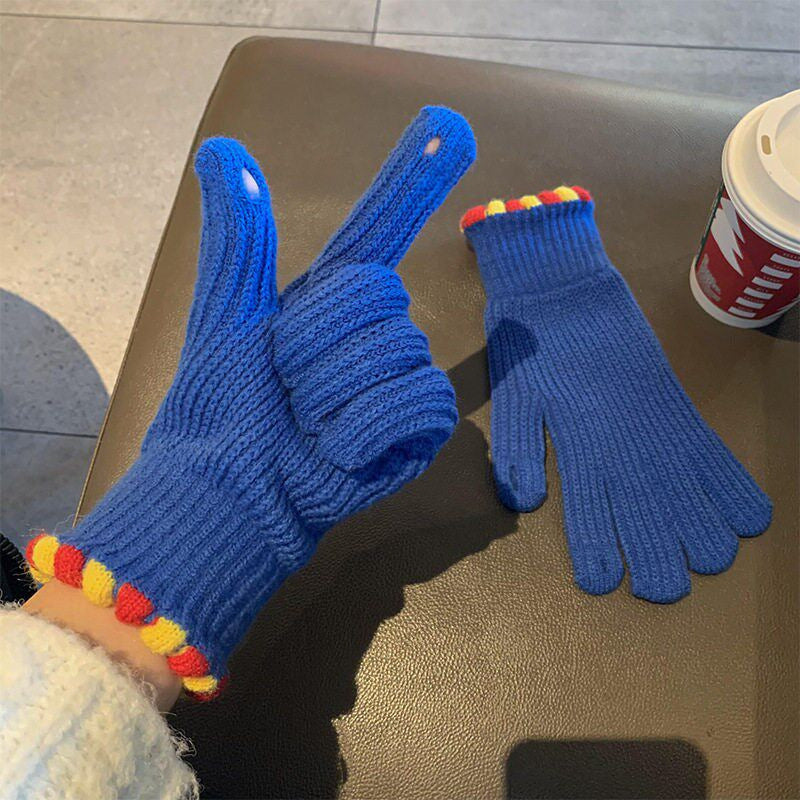 Gloving - Ribbed Knit Loop-Accent Gloves