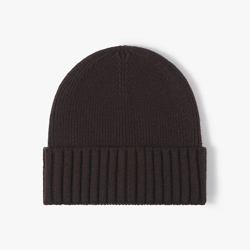 Dark Coffee classic solid ribbed cuffed beanie product view