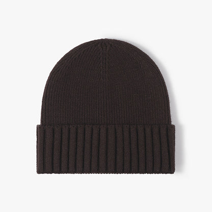 Dark Coffee classic solid ribbed cuffed beanie product view