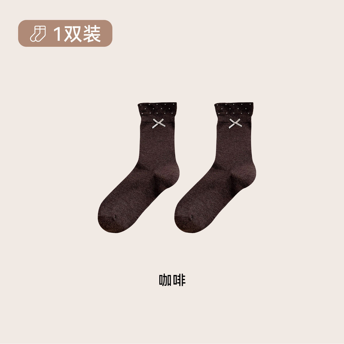 CHEEMY FREE秋冬韩系波点罗口蝴蝶结小清新中筒袜子女无骨棉袜女