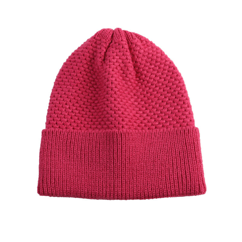 Red ribbed cuff knit beanie product view