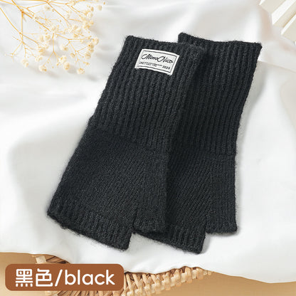手套冬季女时尚保暖针织毛线分指露指头骑行写字办公手套源头厂家