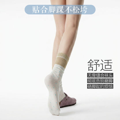 袜子女夏季薄款冰丝堆堆袜轻奢ins潮款无骨透气显瘦芭蕾风中筒袜
