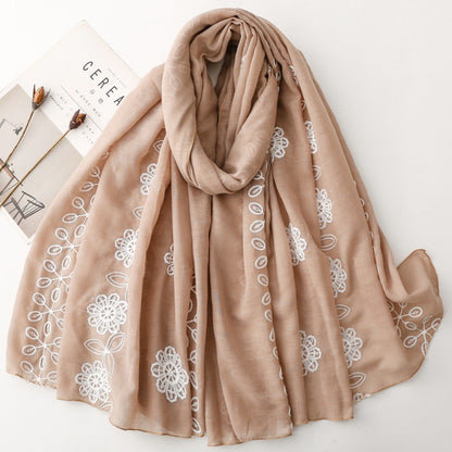 Khaki floral vine lightweight wrap scarf product view