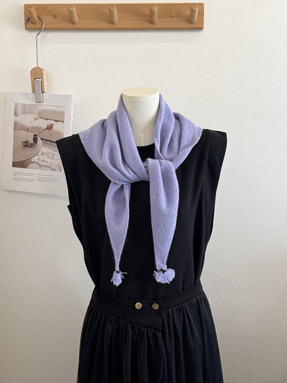 Product image for Scarvii - Knit Tassel Triangle Scarf (Light Purple)