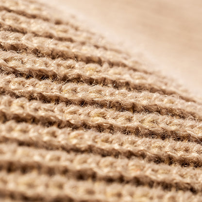 Beige essential ribbed knit beanie texture close-up