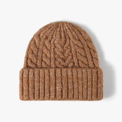 Brown cable-knit wool-blend cuffed beanie product view