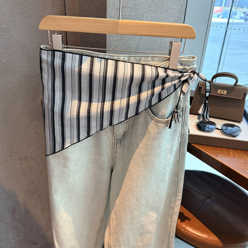 Scarvii - Striped Tassel Triangle Scarf