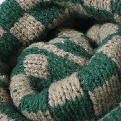 Khaki Green checkerboard knit cuffed beanie detail