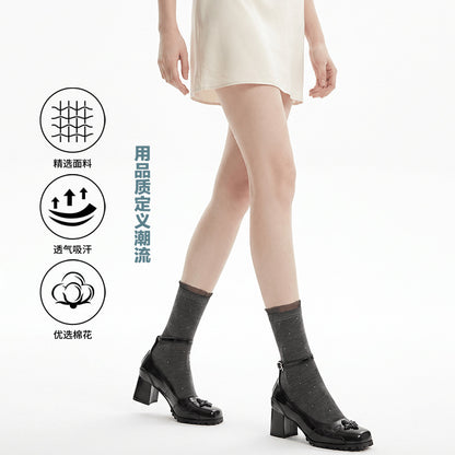 袜子夏薄款女花边芭蕾风袜子女显瘦透气波点甜美风无骨冰丝堆堆袜