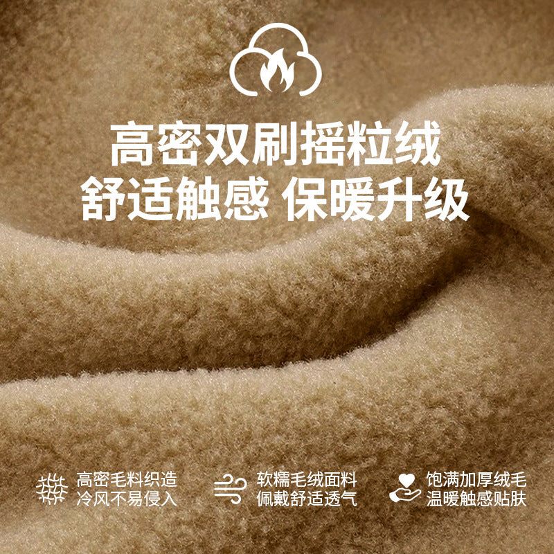 摇粒绒手套女冬季加绒保暖加厚户外骑行跑步运动开车抓绒防寒触屏