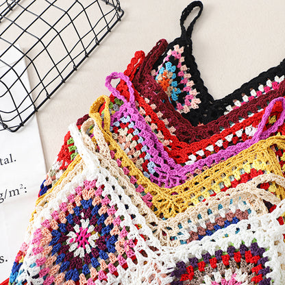 Side view of Crosa Bohemian Crochet Camisole Tank Top showing texture