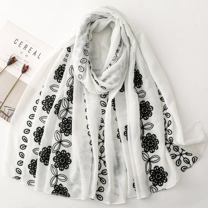 Blackwork floral vine lightweight wrap scarf product view