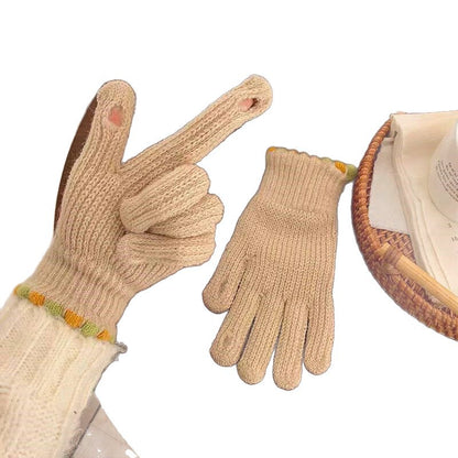 Gloving - Ribbed Knit Loop-Accent Gloves