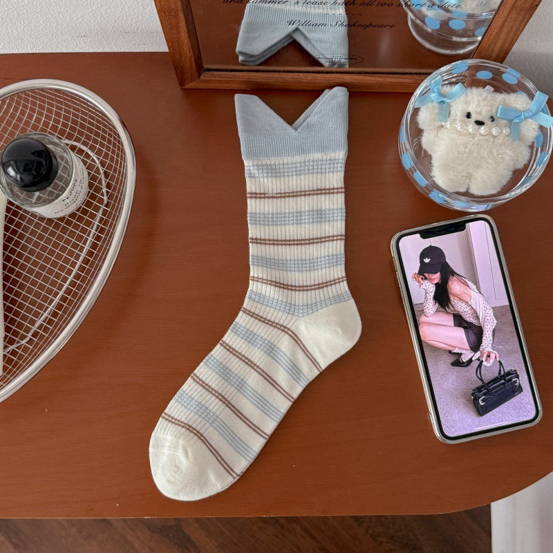 Rufia - Stripe Split V-Cuff Crew Socks