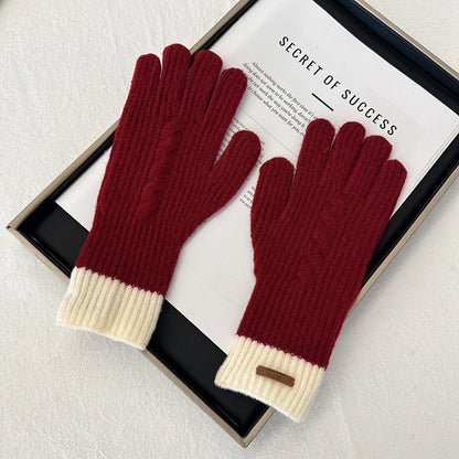 Product image for Gloving - Cable-Knit Braid Motif Ribbed Knit Gloves (Ivory Cuff)
