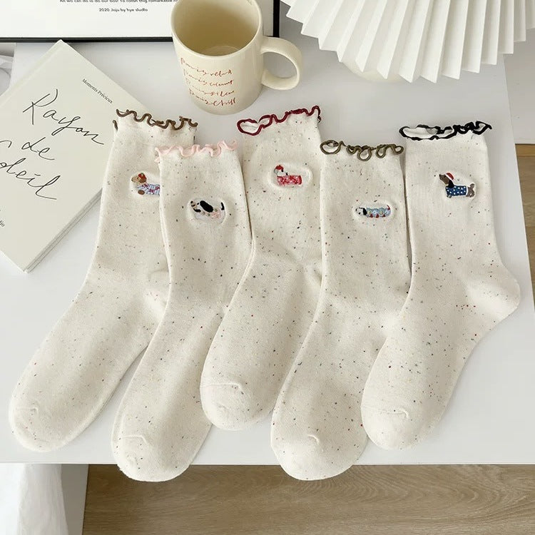 Rufia - Dachshund Lace Trim Crew Socks product image 1