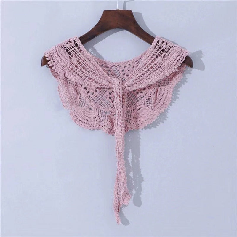 Scarvii - Hollow-Out Lace Knit Small Shawl