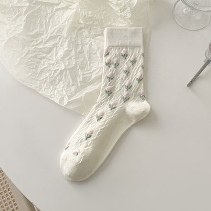 Rufia - Tulip Embroidered Socks