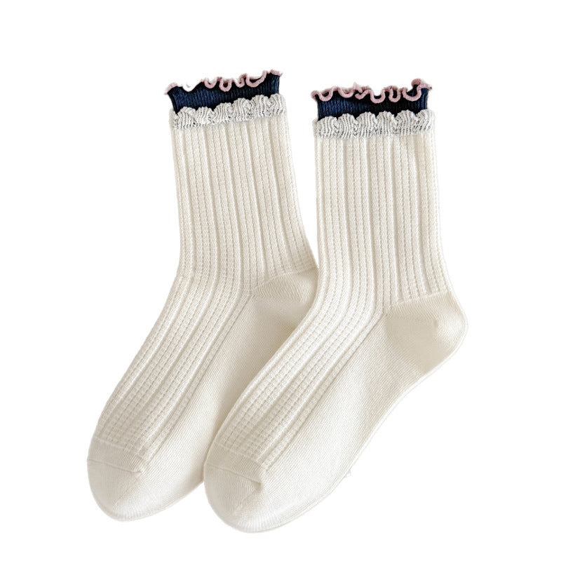 Rufia - Ribbed Layered-Ruffle Crew Socks