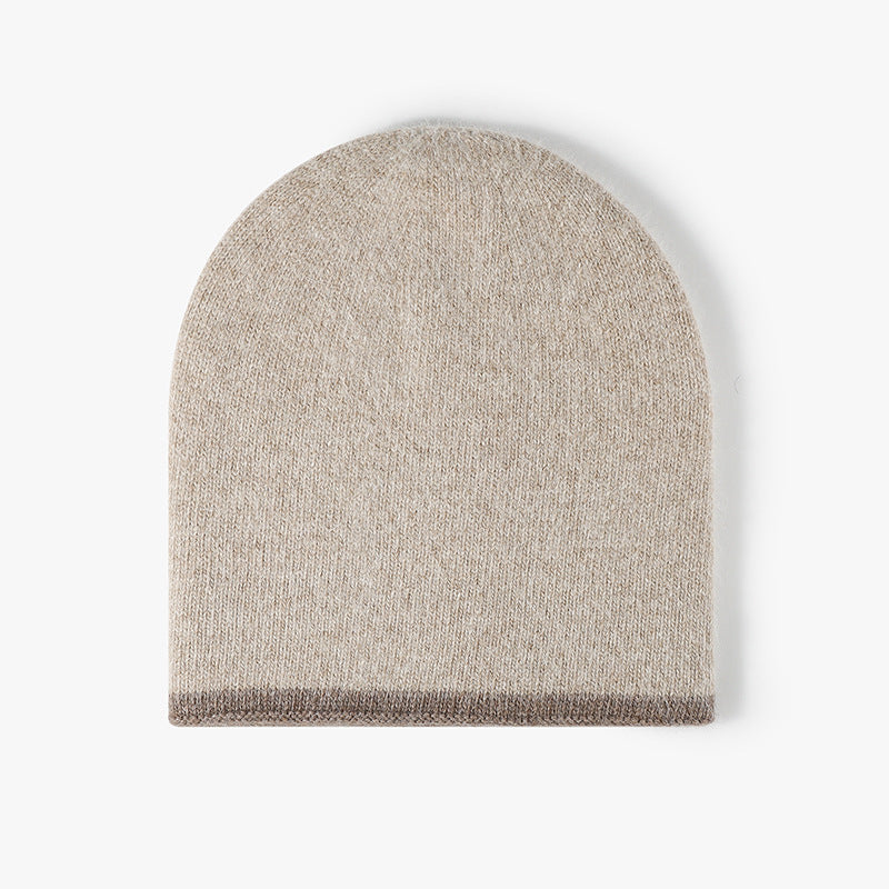Brown reversible contrast-edge knit beanie product view