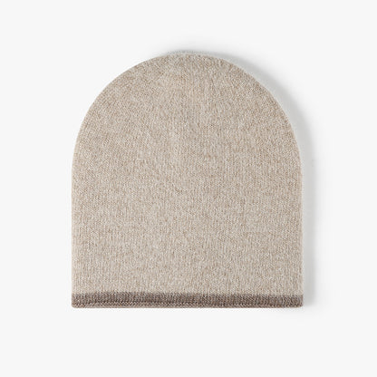 Brown reversible contrast-edge knit beanie product view