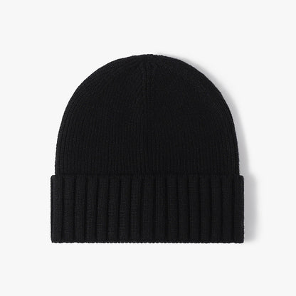 Black classic solid ribbed cuffed beanie product view