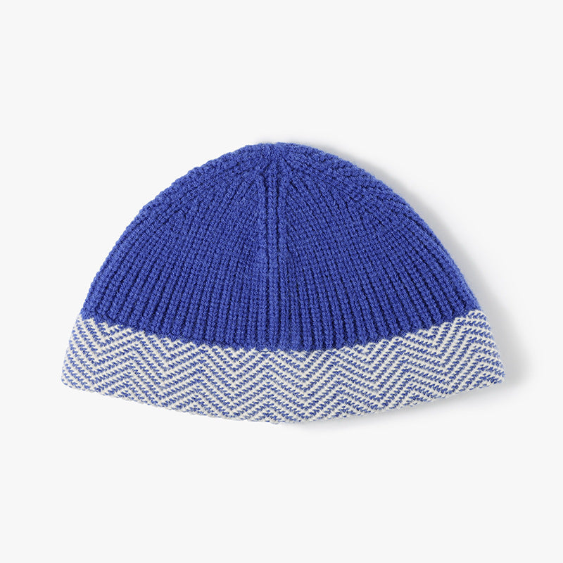 Sky Blue herringbone cuff textured knit beanie product view