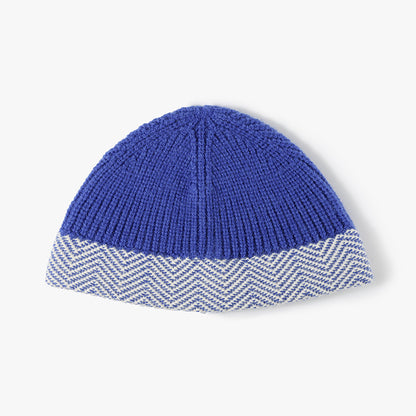 Sky Blue herringbone cuff textured knit beanie product view
