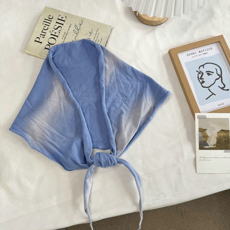 复古渐变纯色三角巾女早秋时尚百搭高级感新款系脖领巾包头巾装饰