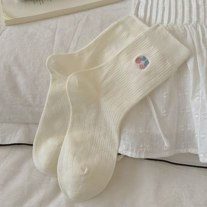 Product image for Rufia - Patterned Design Crew Socks (Ivory)
