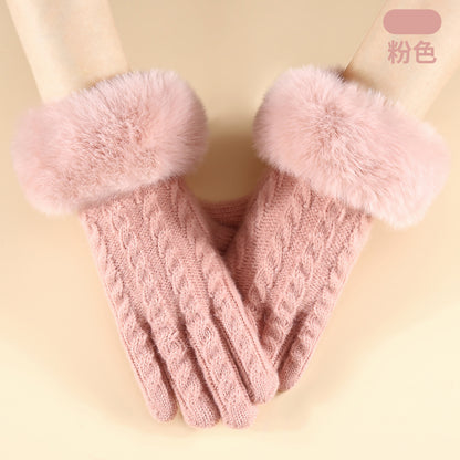 Gloving - Cable Knit Fuzzy-Cuff Gloves