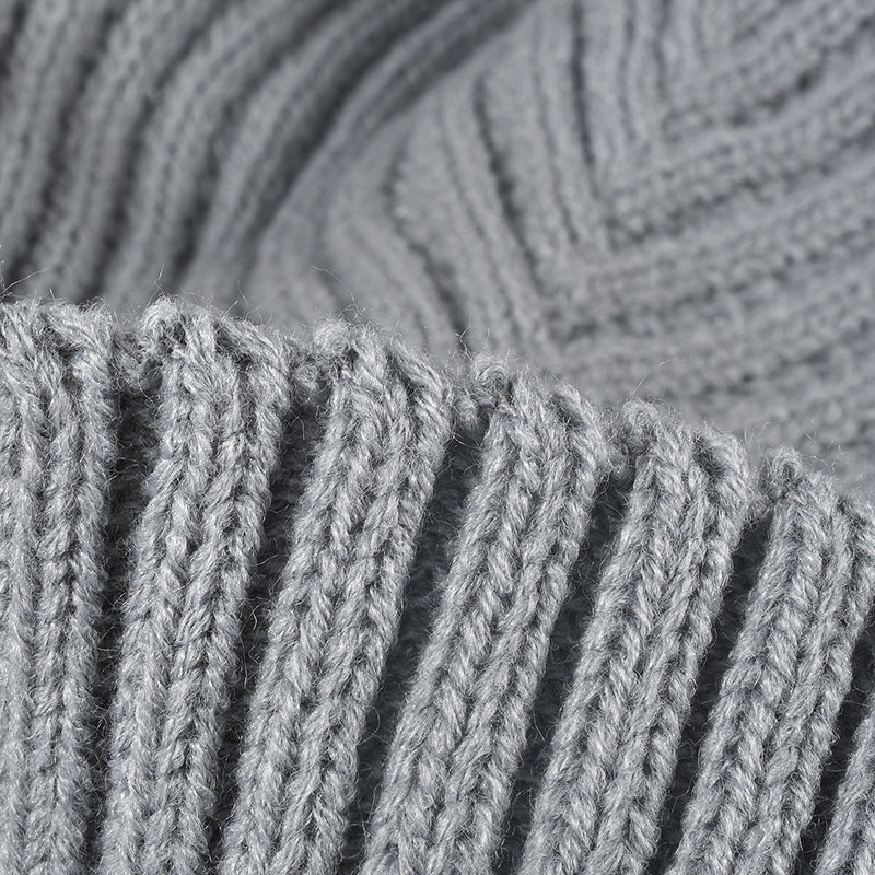 White pom-pom faux fur-lined cuffed knit beanie product view
