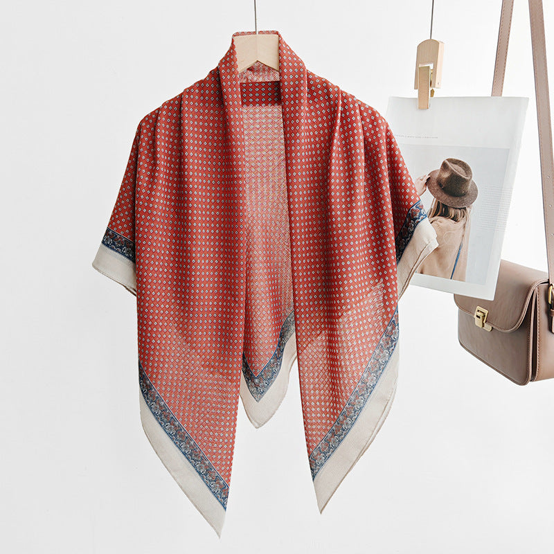Scarvii - Diamond Pattern Stitched Edge Square Scarf