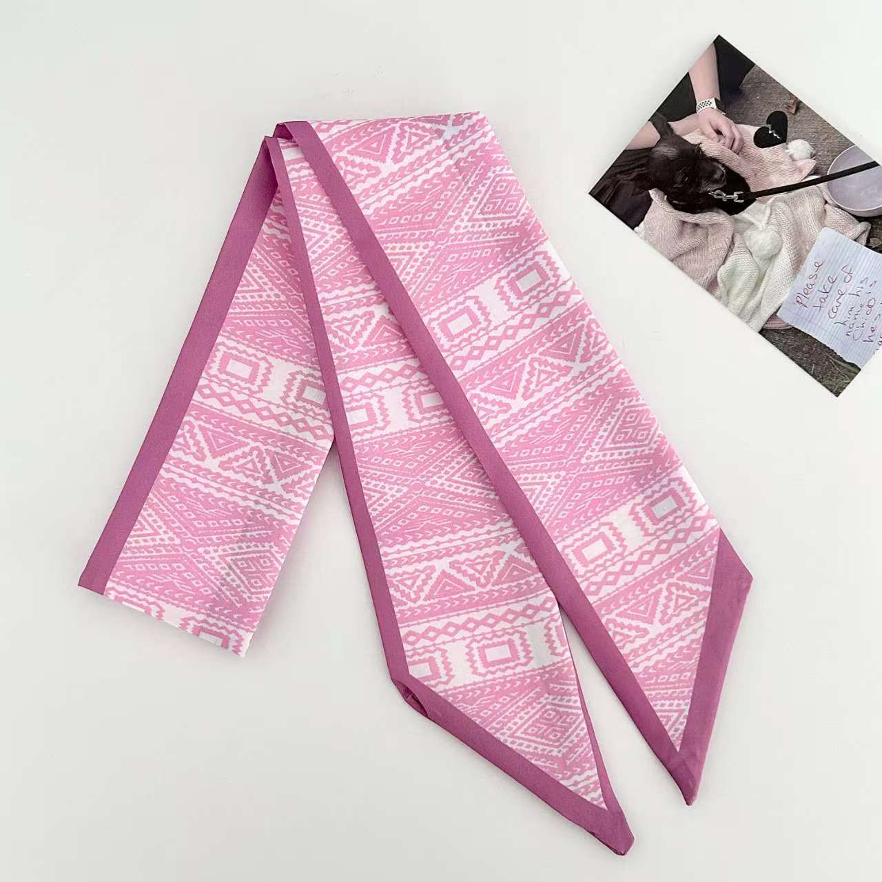 Scarvii Geometric Weave Pattern Skinny Scarf