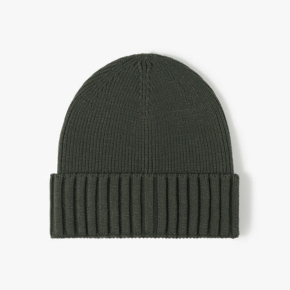 Army Green classic solid ribbed cuffed beanie product view