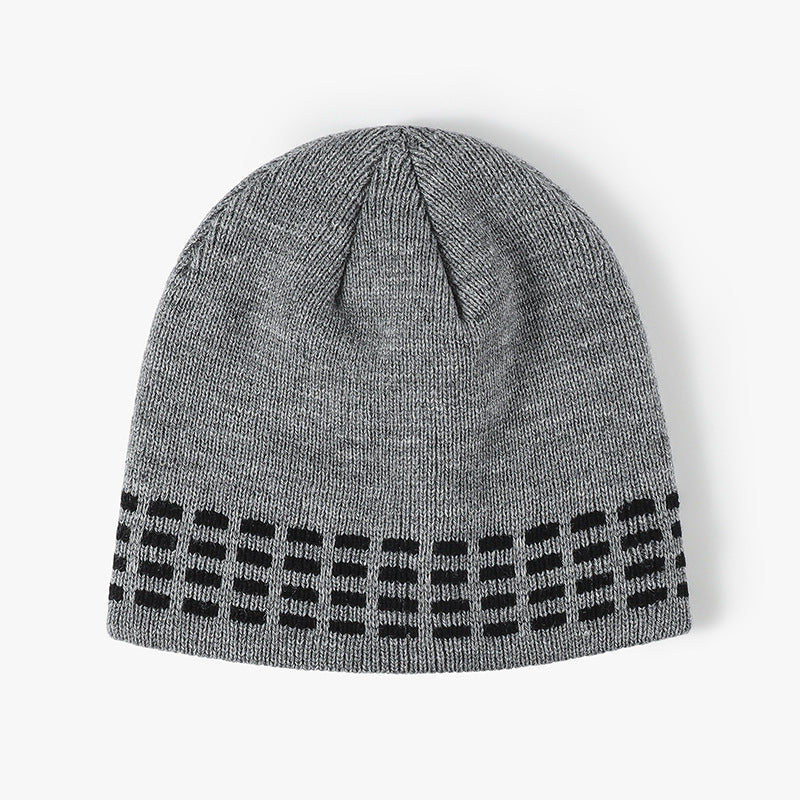Silver contrast dash fleece-lined knit beanie product view