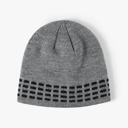 Silver contrast dash fleece-lined knit beanie product view