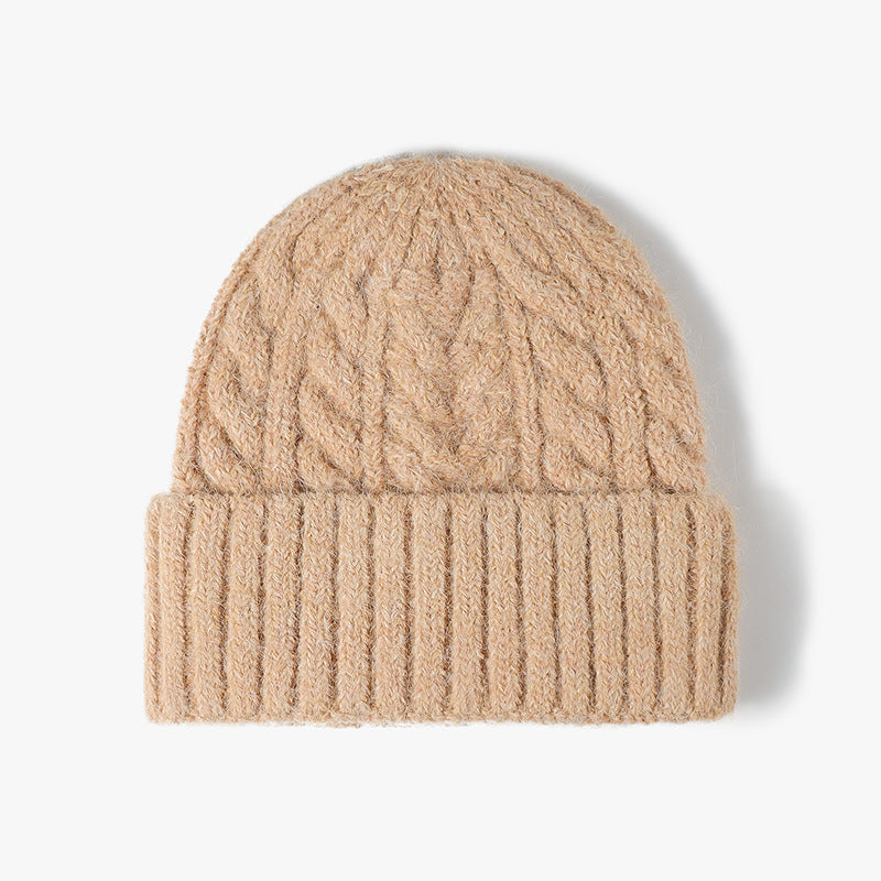 Beige cable-knit wool-blend cuffed beanie product view