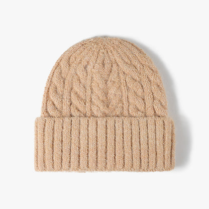 Beige cable-knit wool-blend cuffed beanie product view