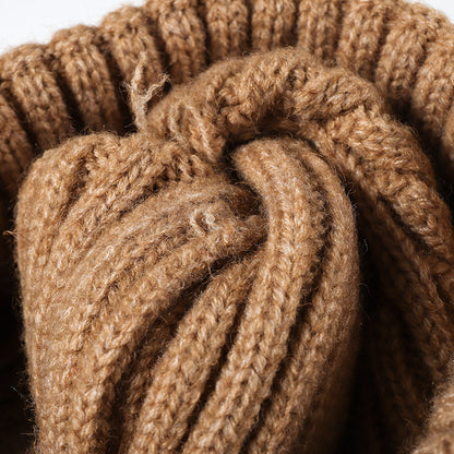 Black solid ribbed cuffed knit beanie product view