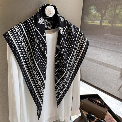 Product image for Scarvii - Paisley and Ornate Key Pattern Scarf (Black White)