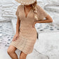 Crosa - Deep V-neck Beach Dress with Wavy Hollow-out Design