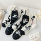 Rufia - Black and White Floral Patterned Socks