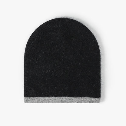 Black Gray reversible contrast-edge knit beanie product view