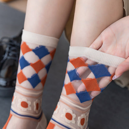 Rufia - Mesh Floral Crew Socks