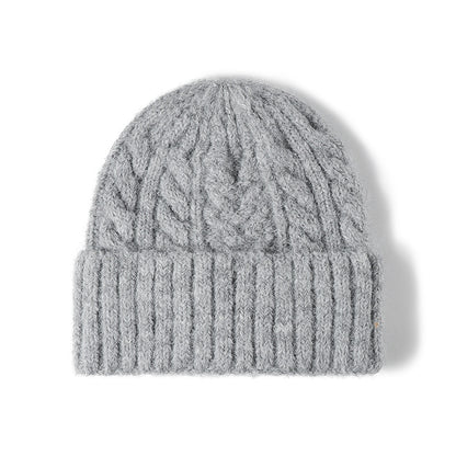 White cable-knit wool-blend cuffed beanie product view
